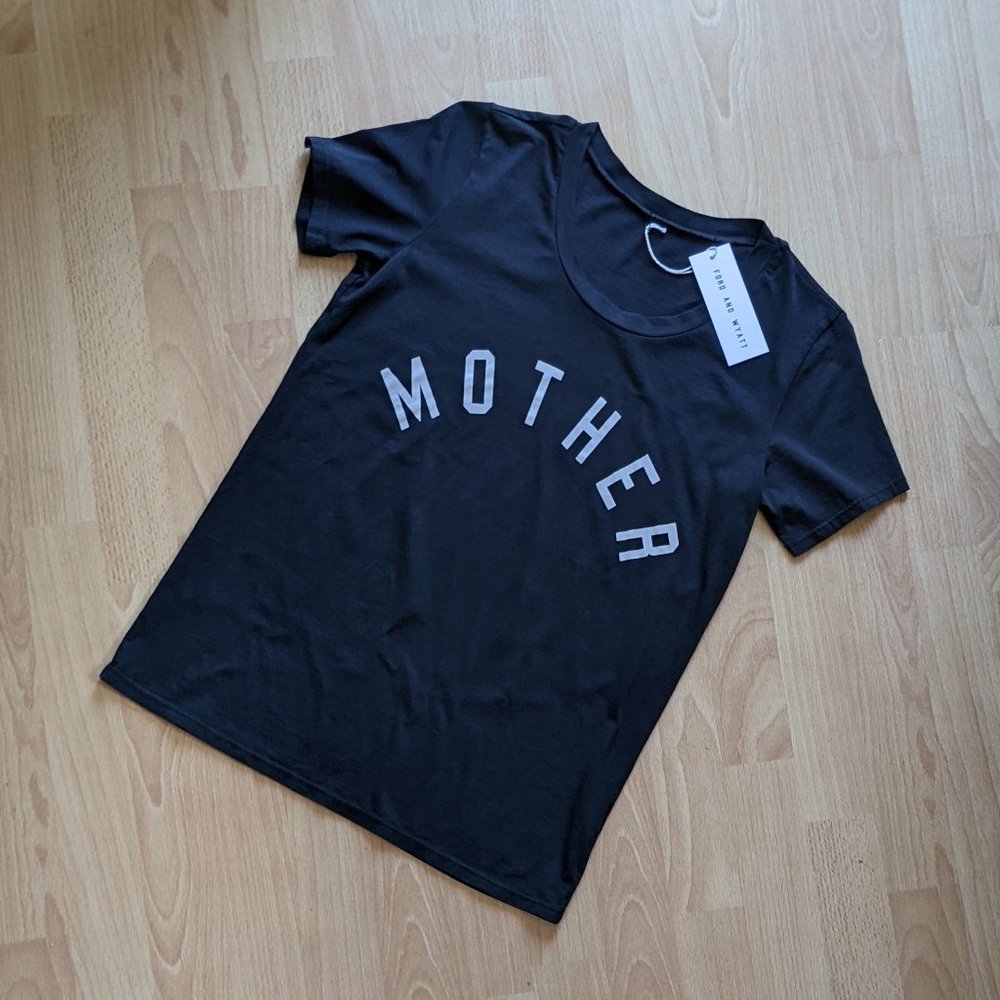 BRAND NEW WITH TAGS! Ford & Wyatt Women's MOTHER Tee - XS /S Black + White - Picture 3 of 5